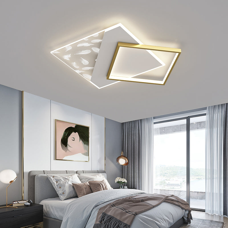 Modern Style Square Shape Ceiling Lamp Metal 2 Light Ceiling Lighting for Living Room