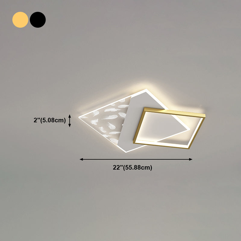 Modern Style Square Shape Ceiling Lamp Metal 2 Light Ceiling Lighting for Living Room