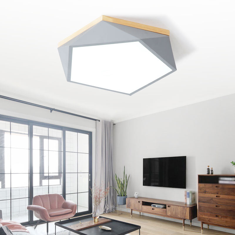 Modern Style Geometry Shape Ceiling Lamp Metal 1 Light Ceiling Lighting for Bedroom