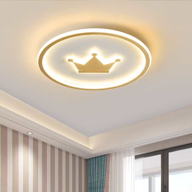 Contemporary Circle Flush Light Fixture Metal 1 Light Flush Mount Ceiling Fixture in Gold