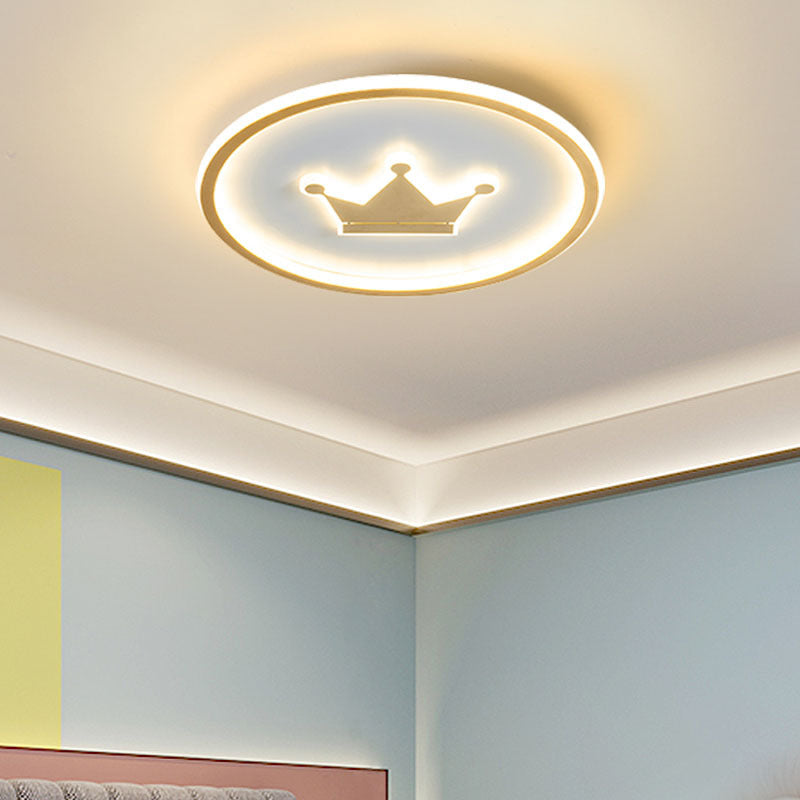 Contemporary Circle Flush Light Fixture Metal 1 Light Flush Mount Ceiling Fixture in Gold