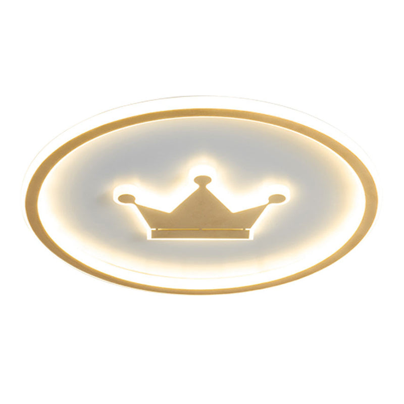 Contemporary Circle Flush Light Fixture Metal 1 Light Flush Mount Ceiling Fixture in Gold