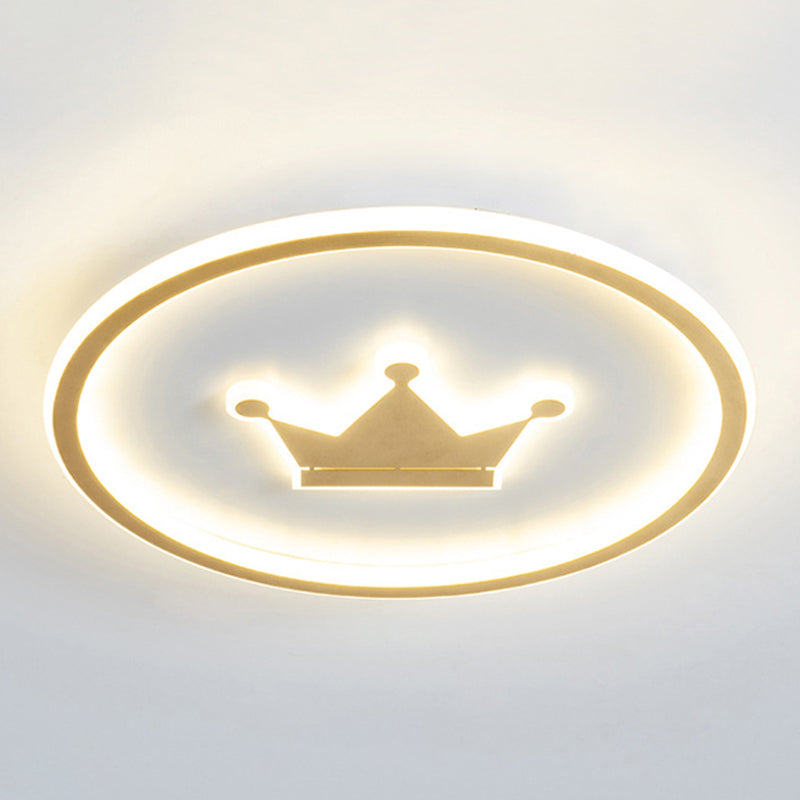 Contemporary Circle Flush Light Fixture Metal 1 Light Flush Mount Ceiling Fixture in Gold