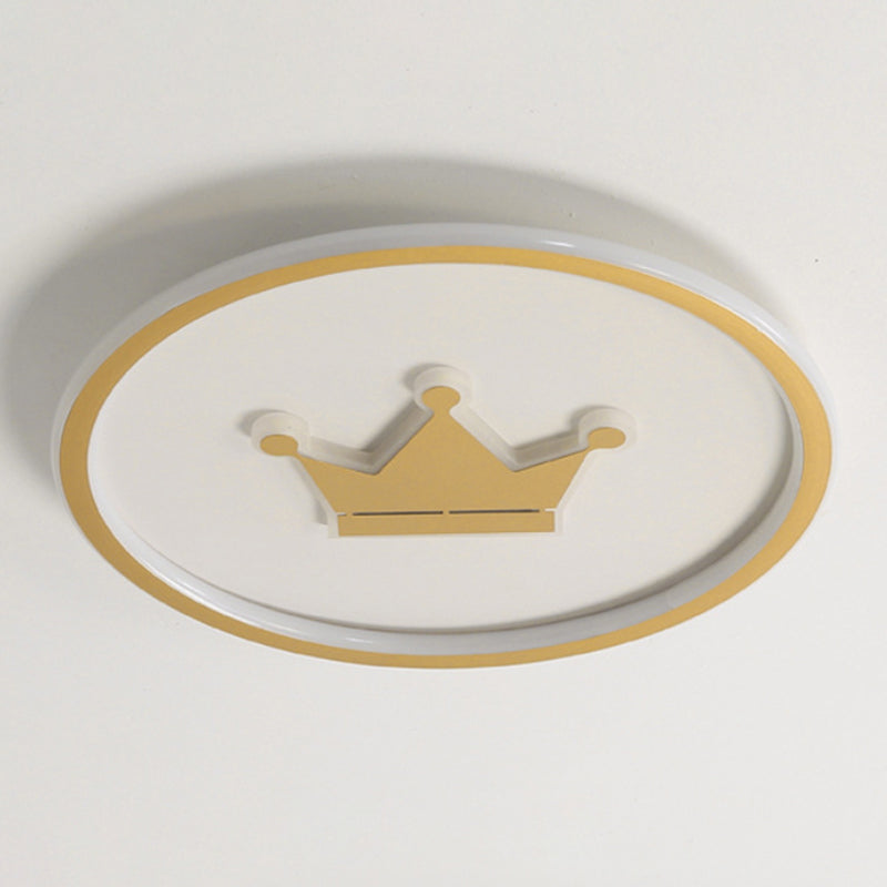 Contemporary Circle Flush Light Fixture Metal 1 Light Flush Mount Ceiling Fixture in Gold