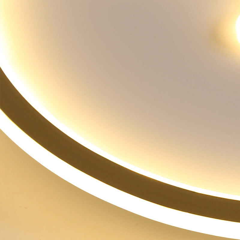 Luminaire encastré circulaire contemporain en métal, plafonnier à 1 lumière, doré