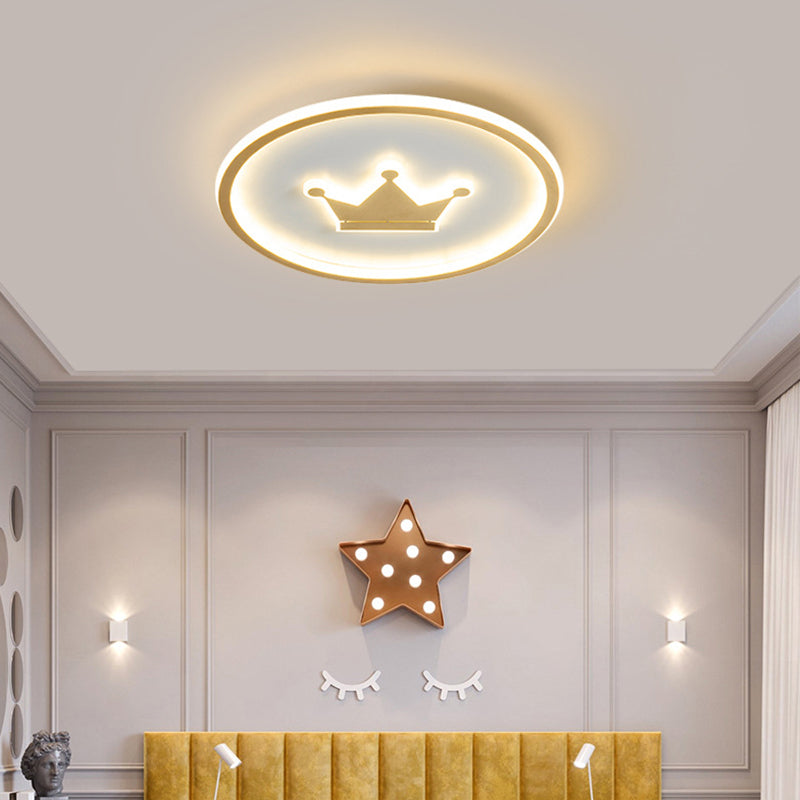 Contemporary Circle Flush Light Fixture Metal 1 Light Flush Mount Ceiling Fixture in Gold