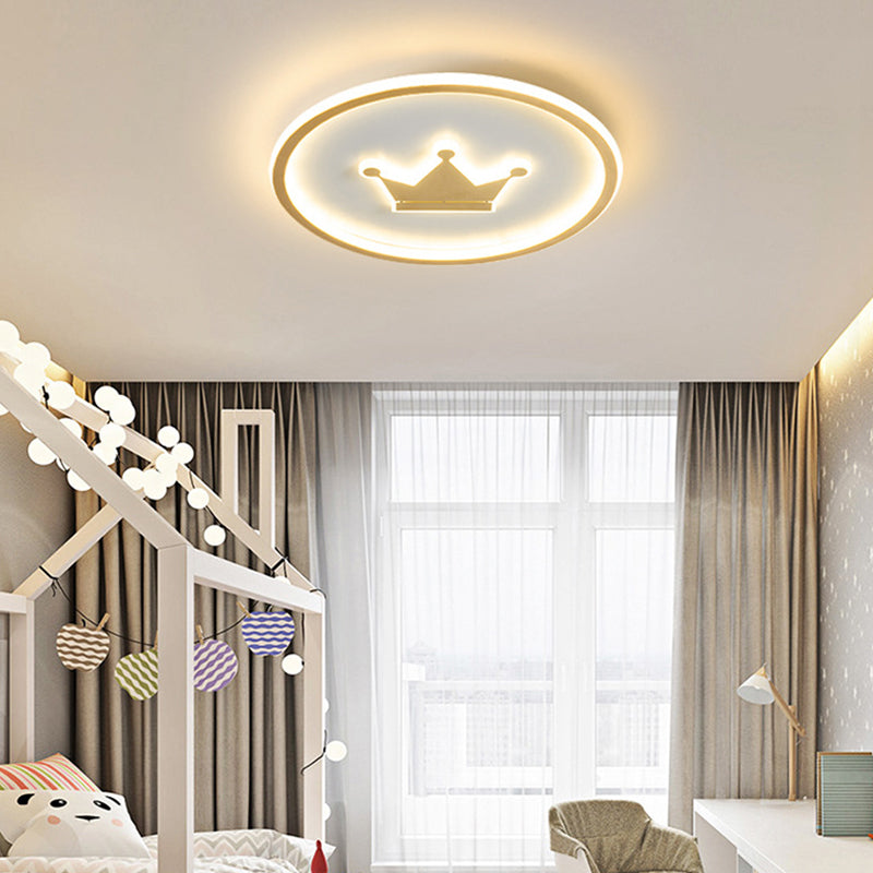 Contemporary Circle Flush Light Fixture Metal 1 Light Flush Mount Ceiling Fixture in Gold