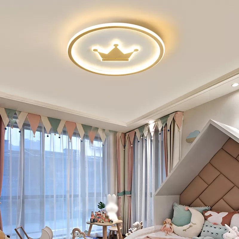 Contemporary Circle Flush Light Fixture Metal 1 Light Flush Mount Ceiling Fixture in Gold