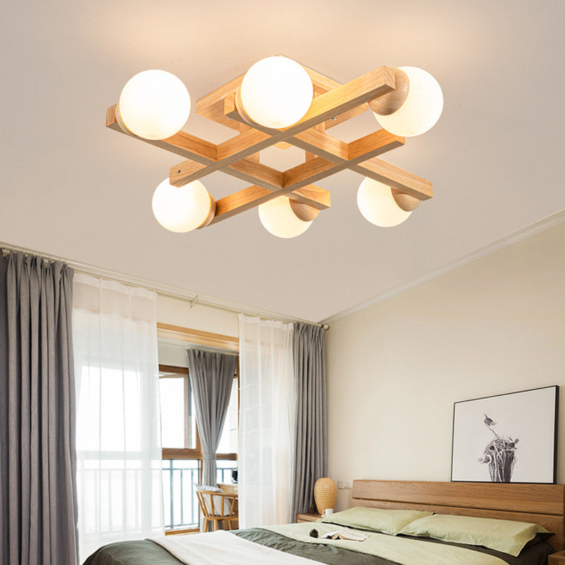 Luminaire encastré carré contemporain Plafonnier encastré en bois en marron
