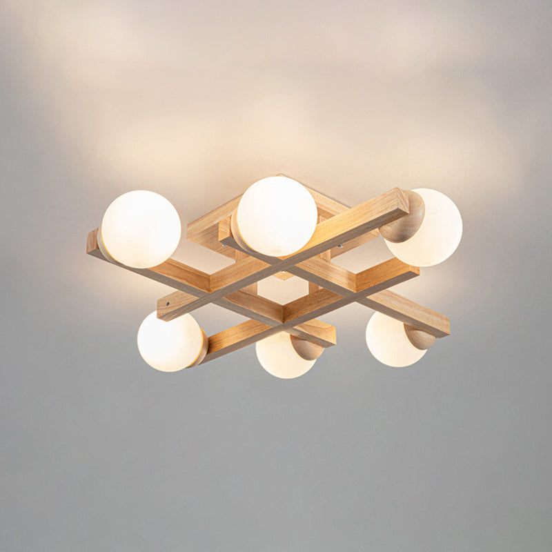 Luminaire encastré carré contemporain Plafonnier encastré en bois en marron