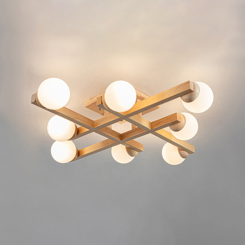 Luminaire encastré carré contemporain Plafonnier encastré en bois en marron