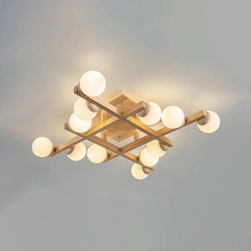 Luminaire encastré carré contemporain Plafonnier encastré en bois en marron