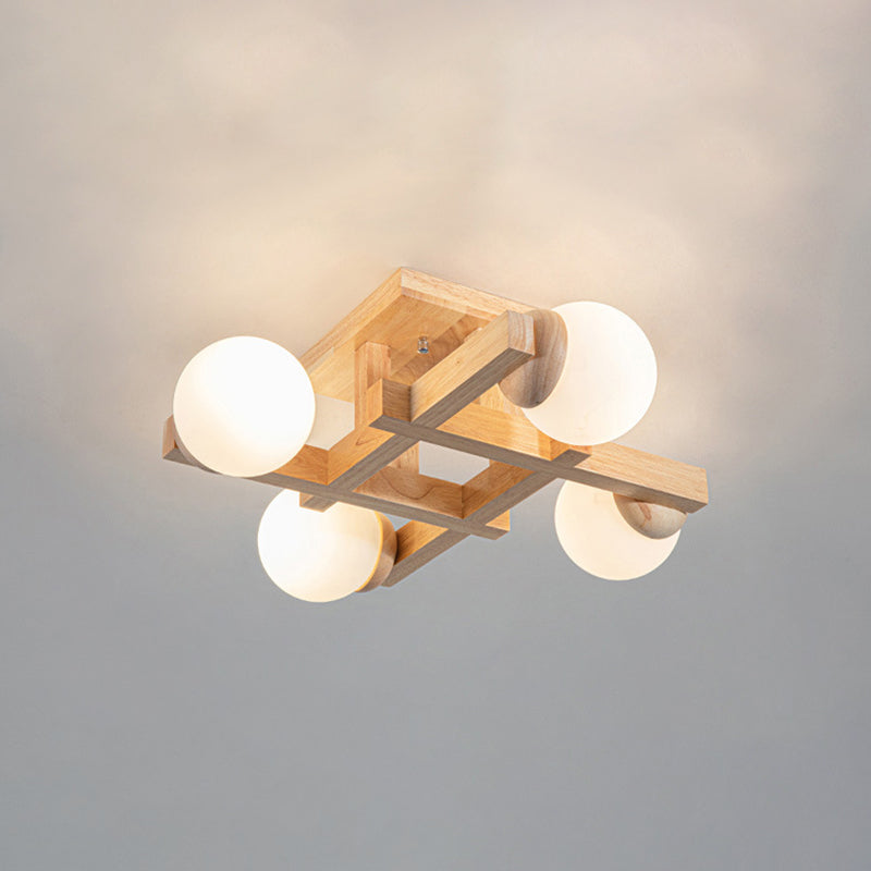 Luminaire encastré carré contemporain Plafonnier encastré en bois en marron