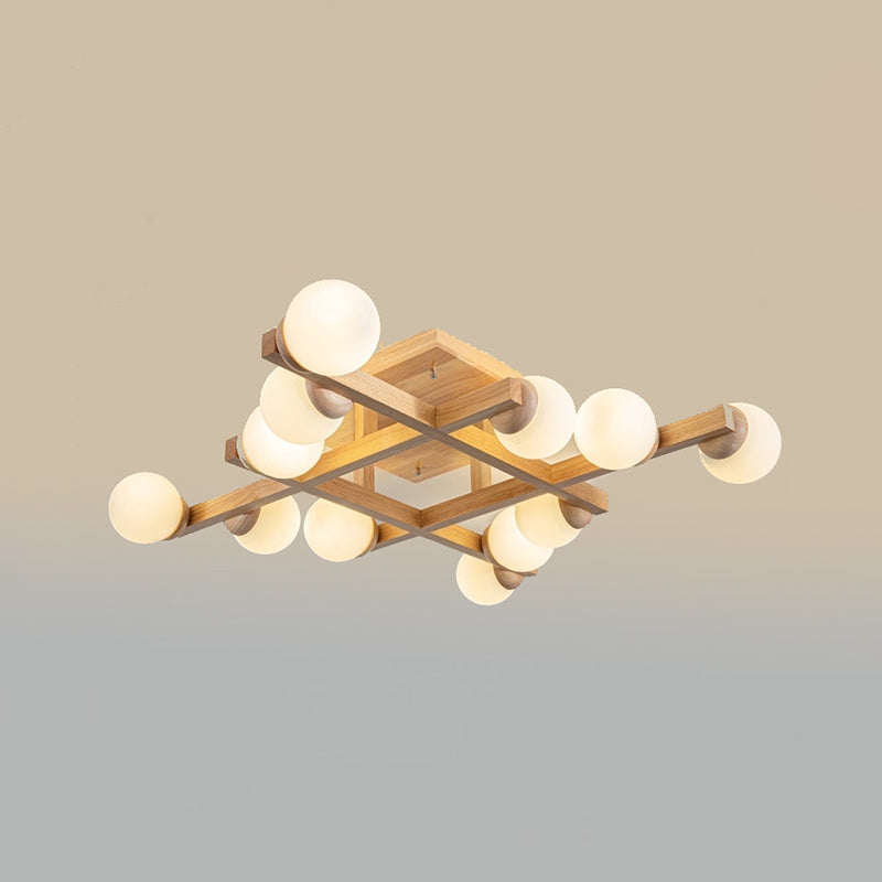 Luminaire encastré carré contemporain Plafonnier encastré en bois en marron