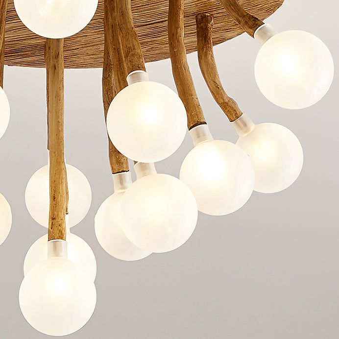 Luminaire encastré contemporain à bulles en bois, plafonnier encastré en marron