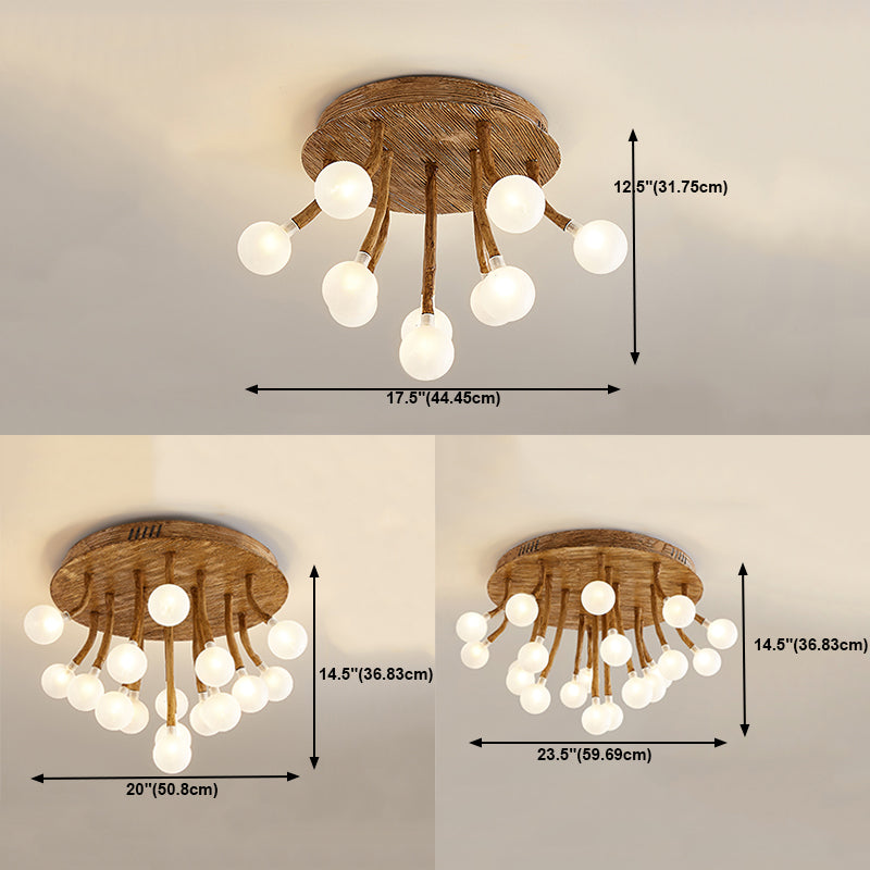 Luminaire encastré contemporain à bulles en bois, plafonnier encastré en marron