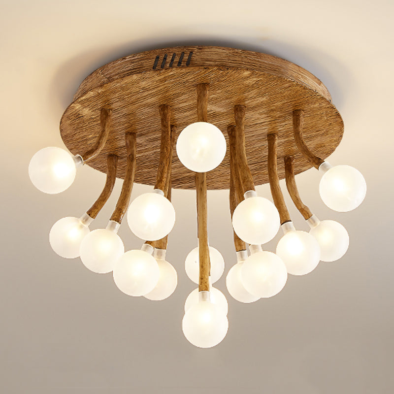 Luminaire encastré contemporain à bulles en bois, plafonnier encastré en marron