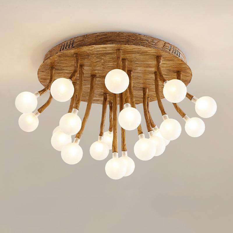 Luminaire encastré contemporain à bulles en bois, plafonnier encastré en marron