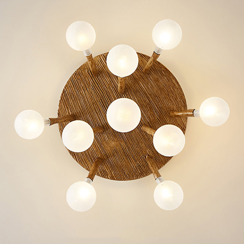 Luminaire encastré contemporain à bulles en bois, plafonnier encastré en marron