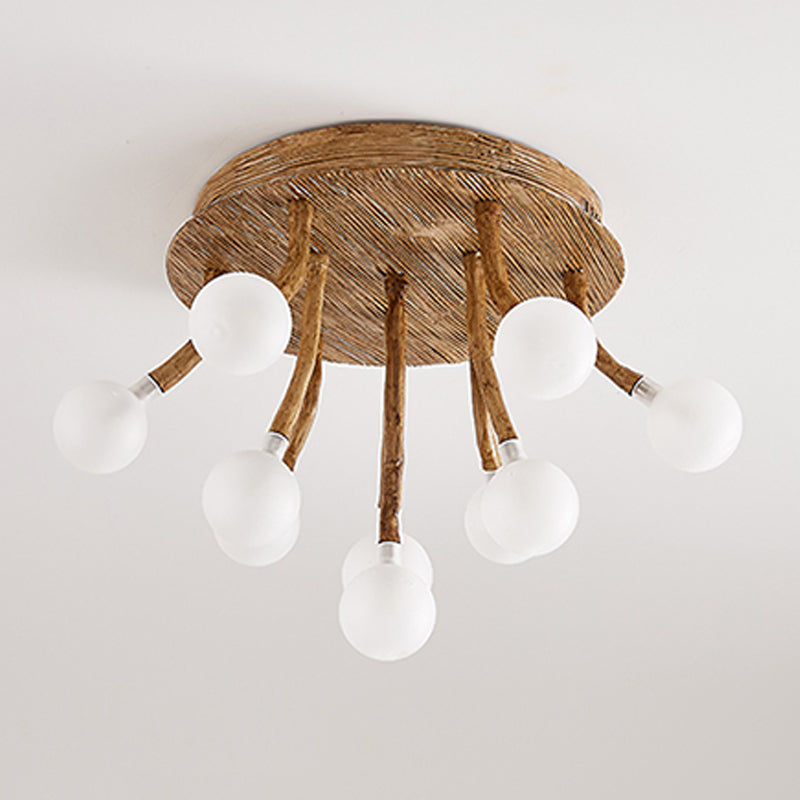 Luminaire encastré contemporain à bulles en bois, plafonnier encastré en marron