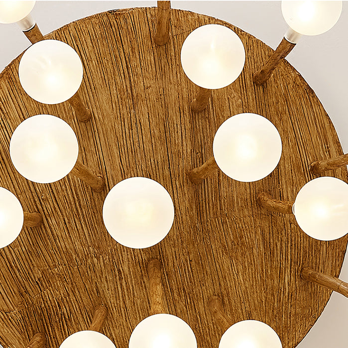 Luminaire encastré contemporain à bulles en bois, plafonnier encastré en marron