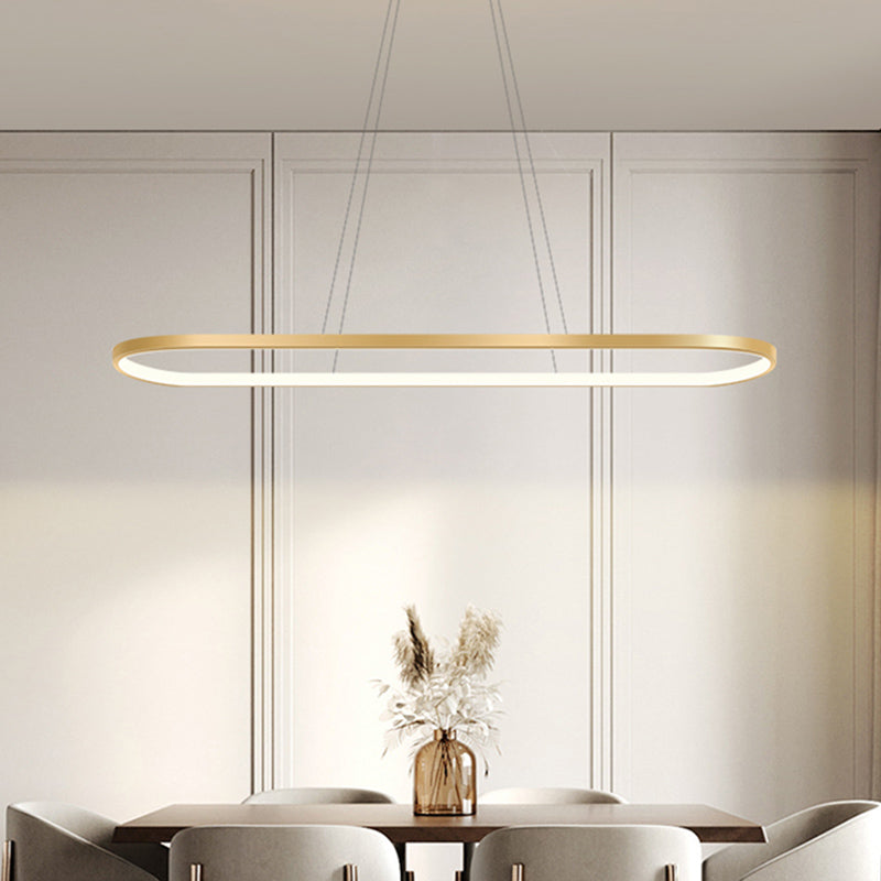 Estilo moderno forma lineal colgante metal luz 1 accesorio de iluminación colgante de luz en oro