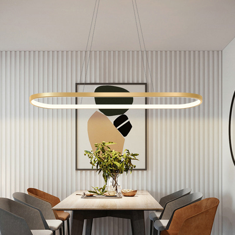 Estilo moderno forma lineal colgante metal luz 1 accesorio de iluminación colgante de luz en oro