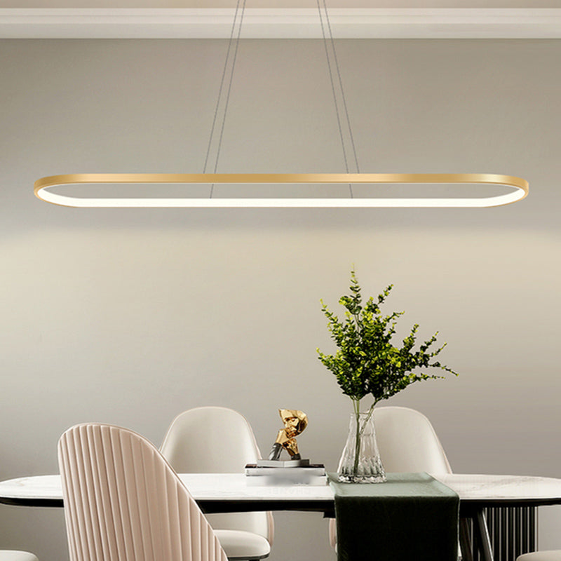 Estilo moderno forma lineal colgante metal luz 1 accesorio de iluminación colgante de luz en oro