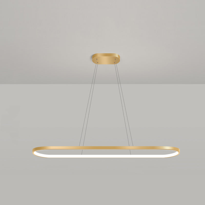 Estilo moderno forma lineal colgante metal luz 1 accesorio de iluminación colgante de luz en oro
