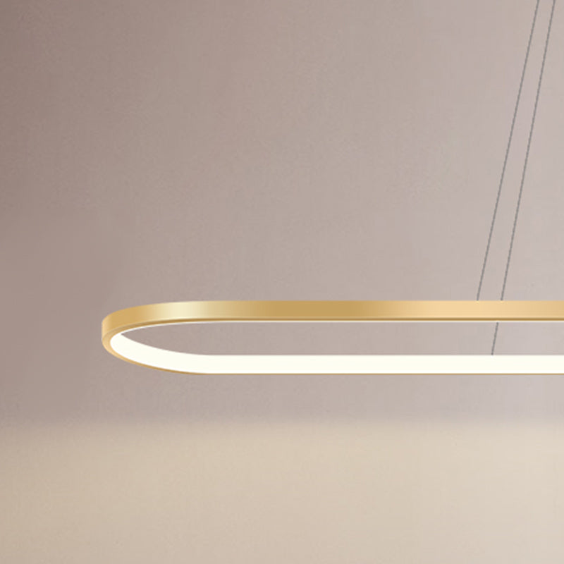 Estilo moderno forma lineal colgante metal luz 1 accesorio de iluminación colgante de luz en oro