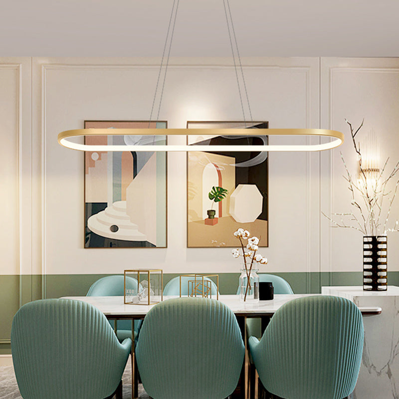 Estilo moderno forma lineal colgante metal luz 1 accesorio de iluminación colgante de luz en oro