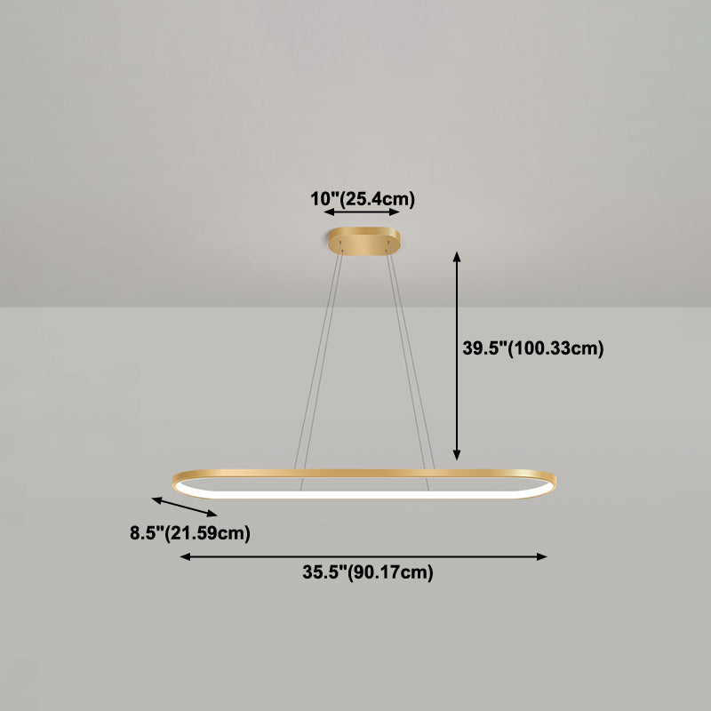 Estilo moderno forma lineal colgante metal luz 1 accesorio de iluminación colgante de luz en oro
