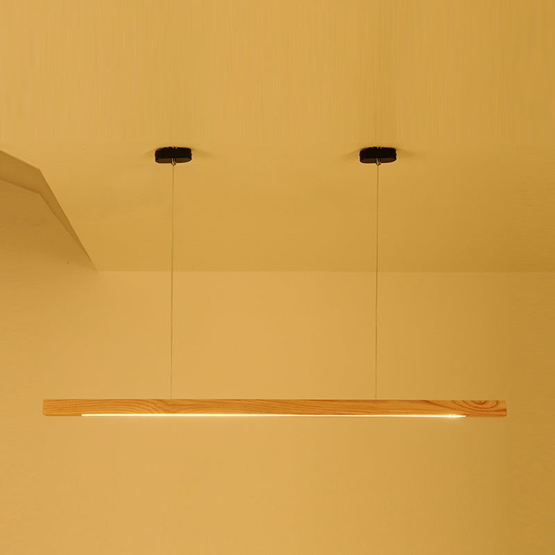 Contemporary Style Linear Shape Pendant Light Wood 1 Light Pendant Lighting Fixture