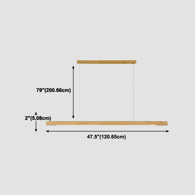 Contemporary Style Linear Shape Pendant Light Wood 1 Light Pendant Lighting Fixture