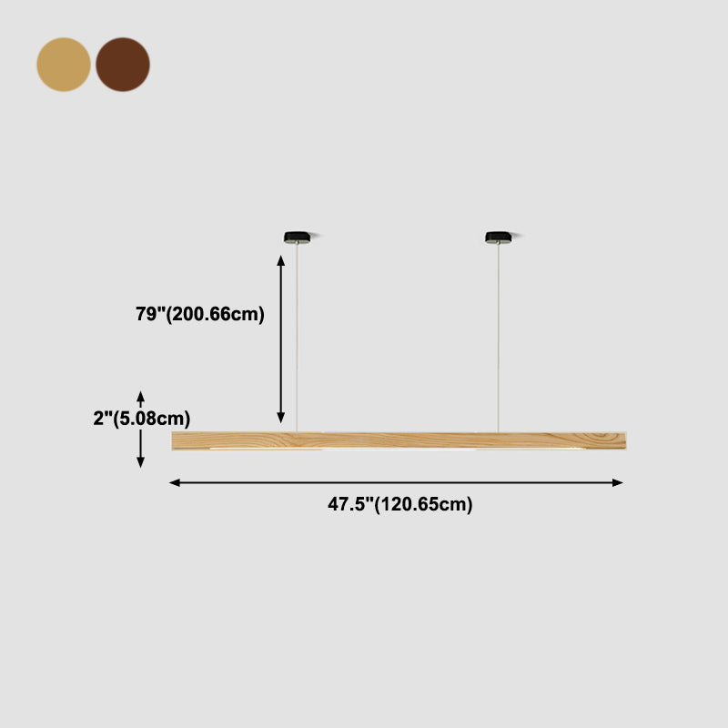 Contemporary Style Linear Shape Pendant Light Wood 1 Light Pendant Lighting Fixture