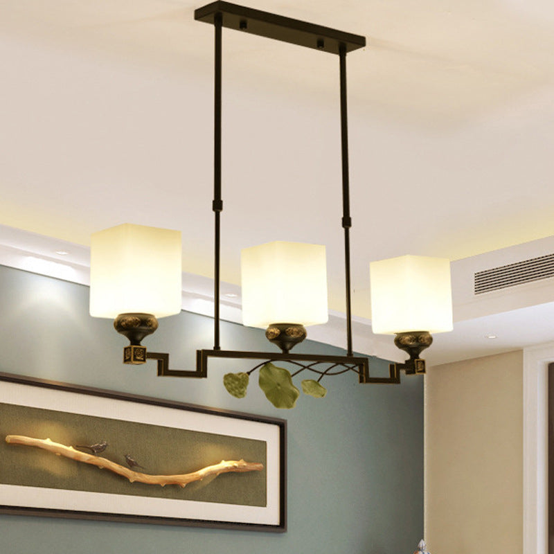 Luces de isla de forma cuadrada de estilo moderno Metal 3 Light Island Lighting in Black