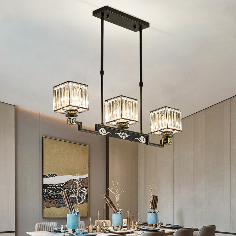 Luces de isla de forma cuadrada de estilo moderno Metal 3 Light Island Lighting in Black