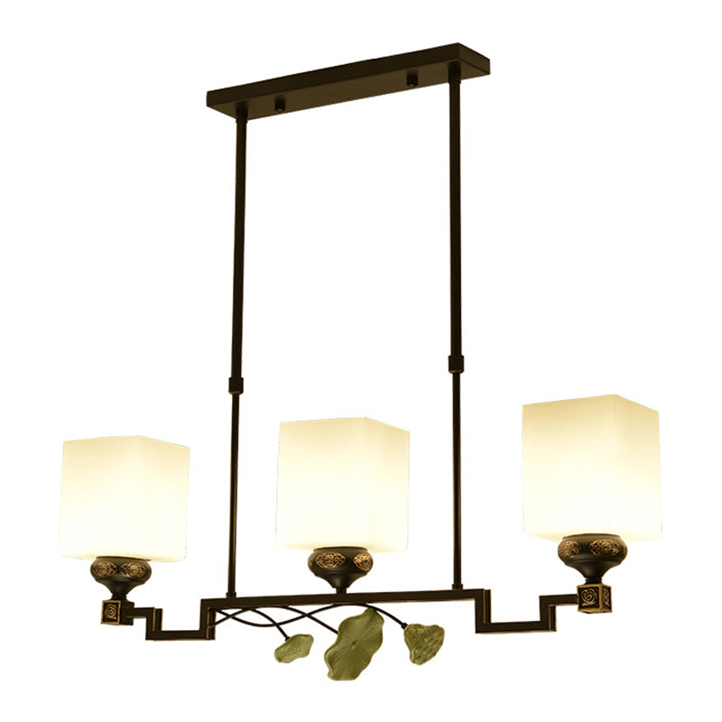 Luces de isla de forma cuadrada de estilo moderno Metal 3 Light Island Lighting in Black