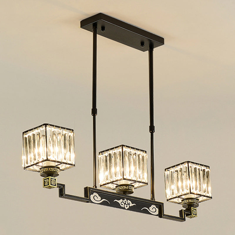 Luces de isla de forma cuadrada de estilo moderno Metal 3 Light Island Lighting in Black