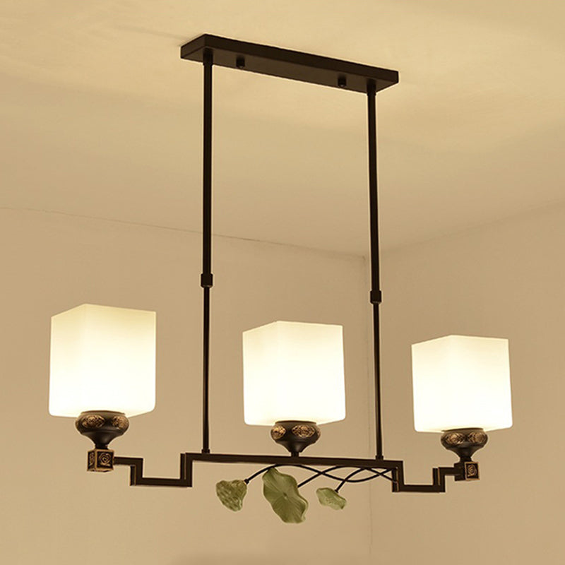 Luces de isla de forma cuadrada de estilo moderno Metal 3 Light Island Lighting in Black
