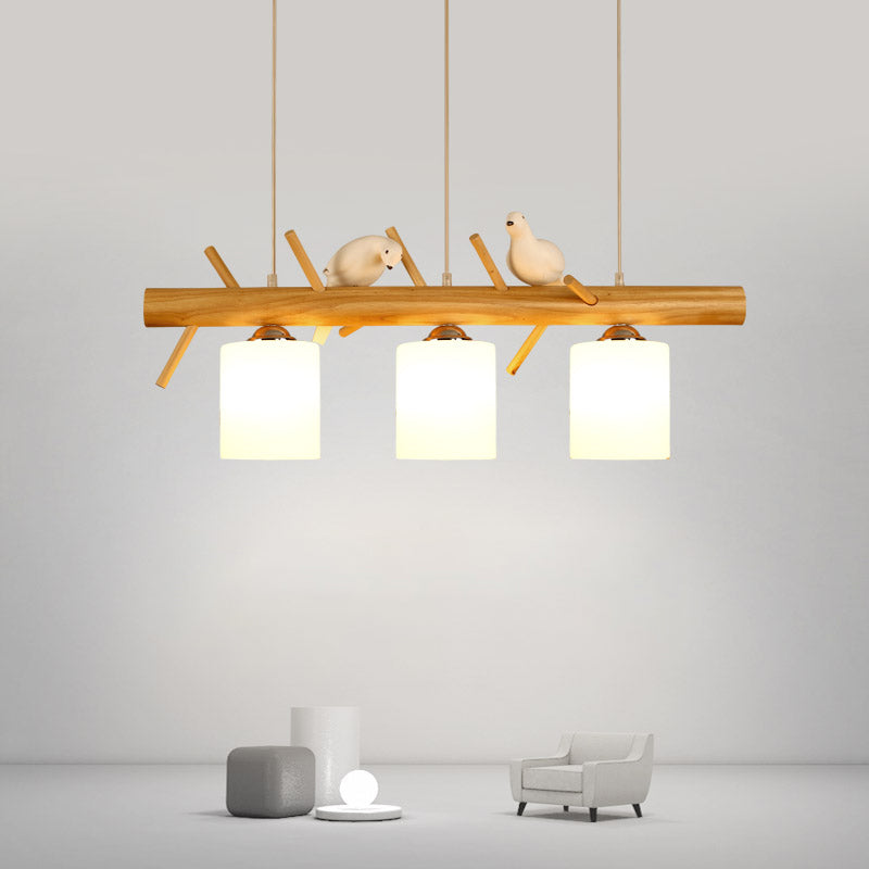 Contemporary Geometric Island Light Wood 3 Light Island Lighting Ideas in Brown