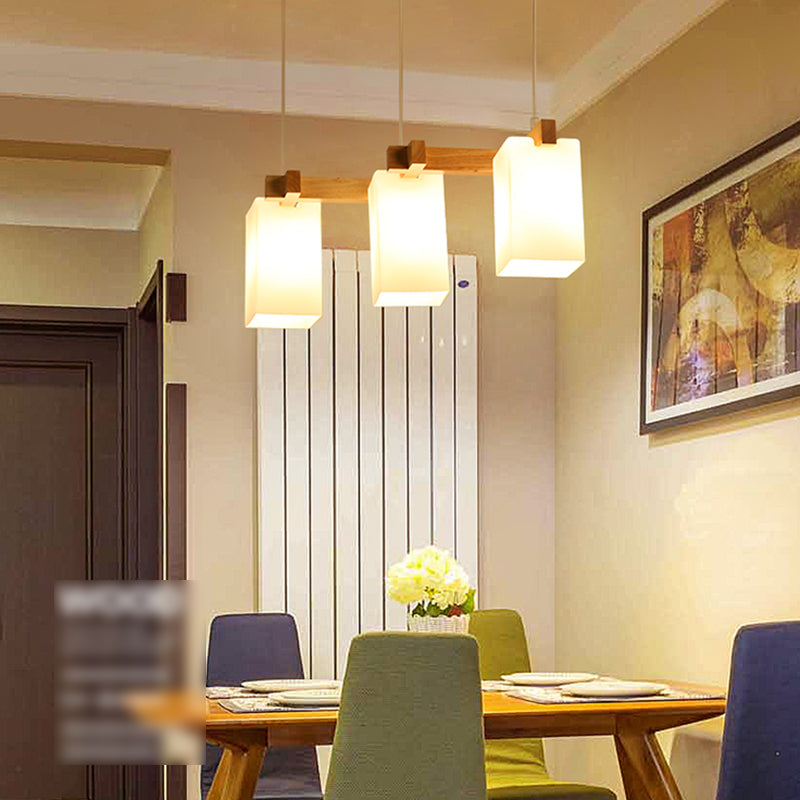 Contemporary Geometric Island Light Wood 3 Light Island Lighting Ideas in Brown