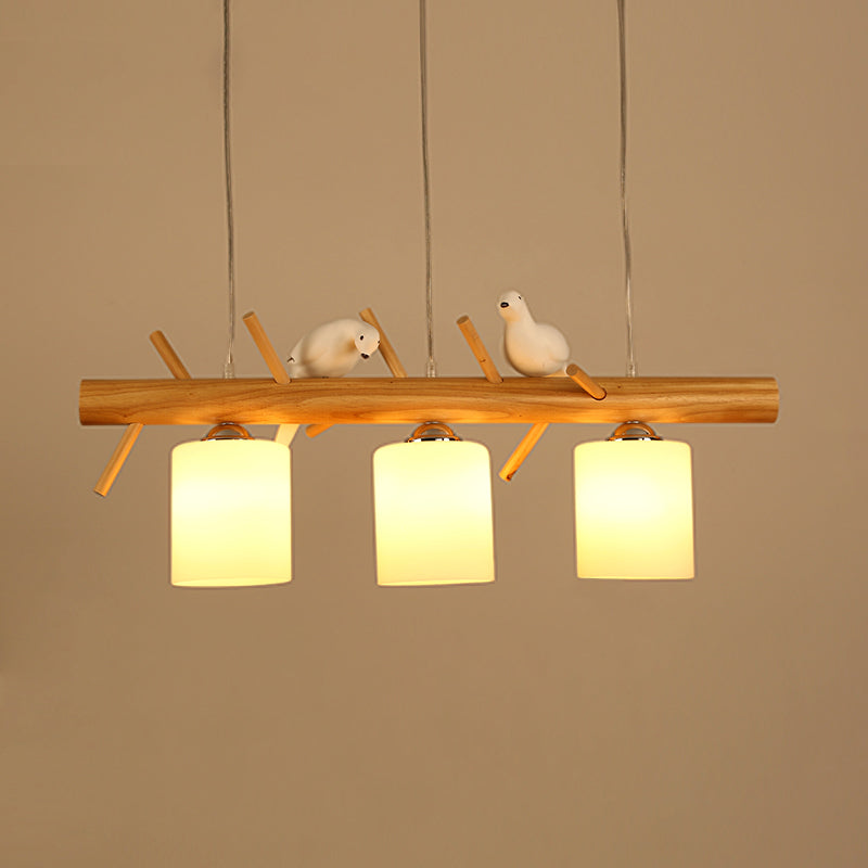 Contemporary Geometric Island Light Wood 3 Light Island Lighting Ideas in Brown