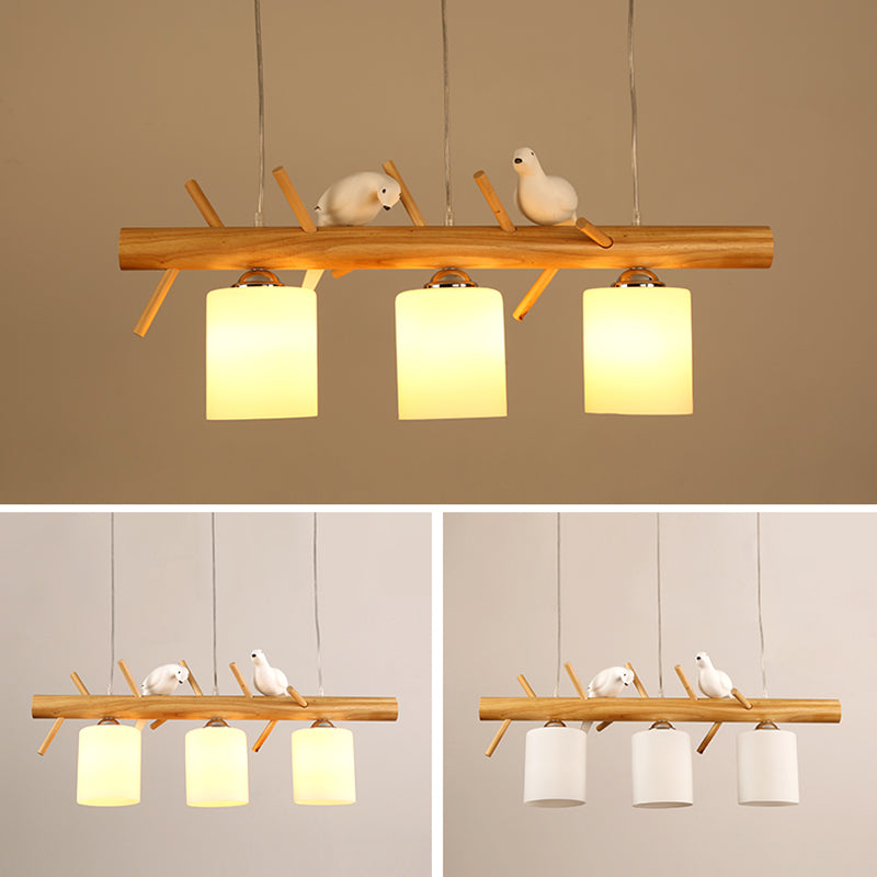 Contemporary Geometric Island Light Wood 3 Light Island Lighting Ideas in Brown