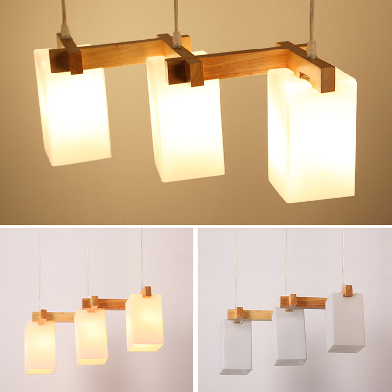 Contemporary Geometric Island Light Wood 3 Light Island Lighting Ideas in Brown