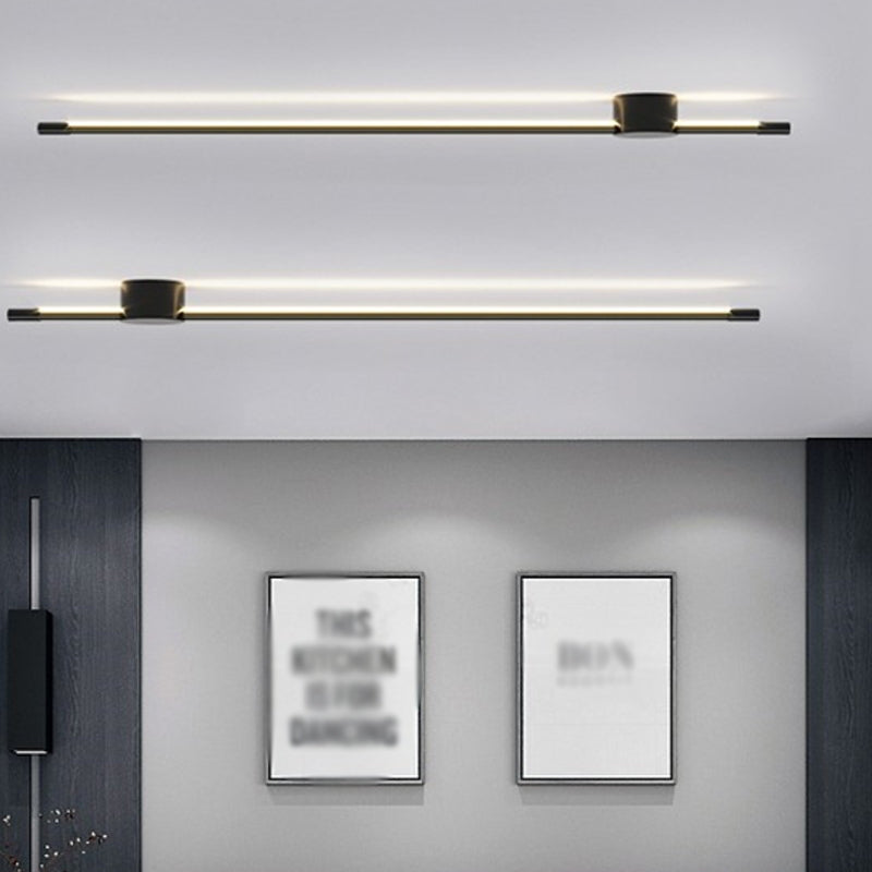 1 Light Linear Wall Mounted Lamps Modern Style Metal Wall Lighting Ideas in Black