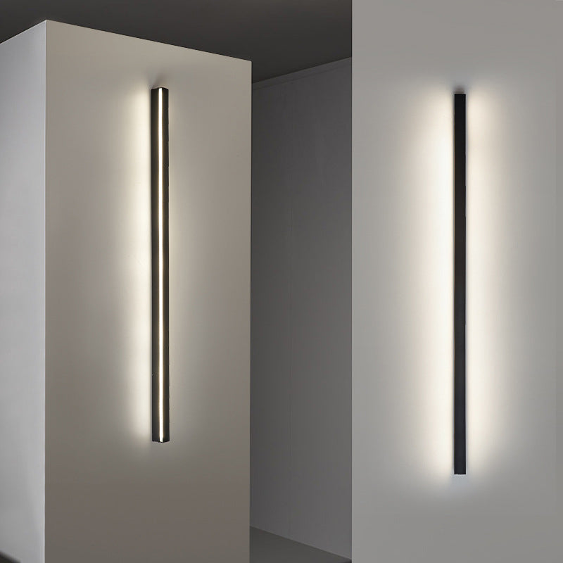 1 Light Linear Wall Mounted Lamps Modern Style Metal Wall Sconce Lights in Black
