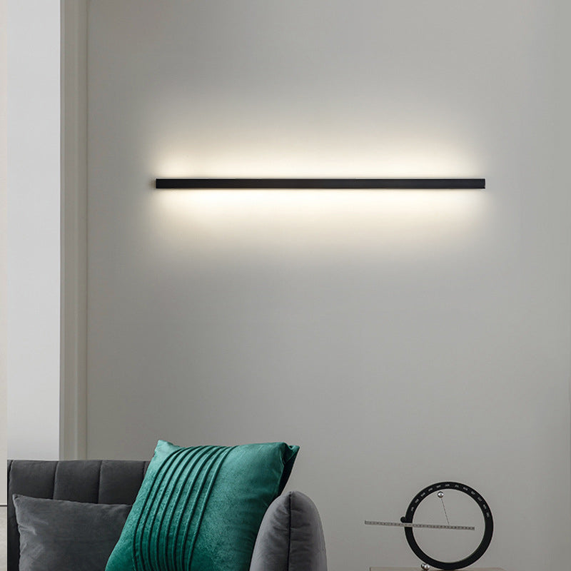 1 Light Linear Wall Mounted Lamps Modern Style Metal Wall Sconce Lights in Black
