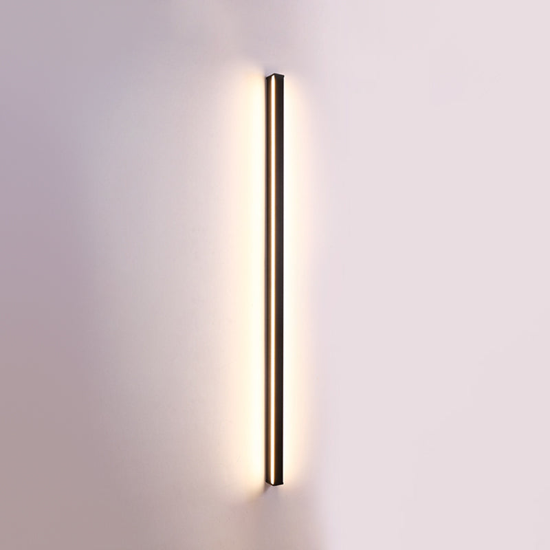 1 Light Linear Wall Mounted Lamps Modern Style Metal Wall Sconce Lights in Black