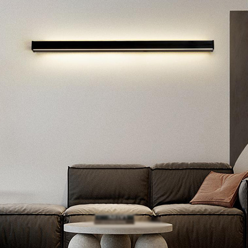 1 Light Linear Wall Mounted Lamps Modern Style Metal Wall Sconce Lights in Black